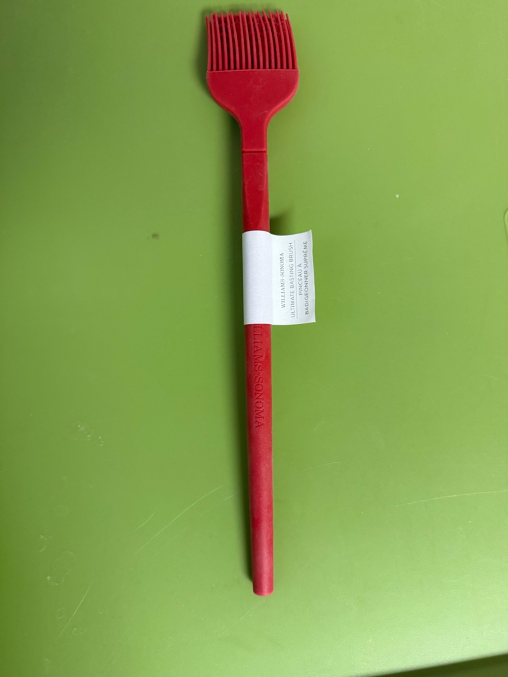 Williams Sonoma red silicone basting brush with embossed label